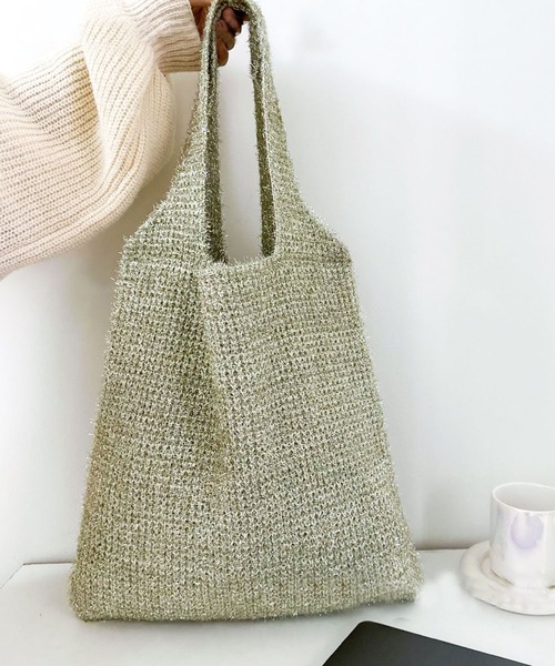 florist（フローリスト）の「ラメシャギーニットトートバッグ / A4収納可（トートバッグ・レディース・ワインレッド/シルバー/カラフル/ゴールド・FREE）」の16枚目の写真