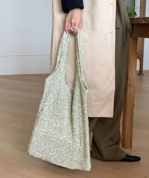 florist（フローリスト）の「ラメシャギーニットトートバッグ / A4収納可（トートバッグ・レディース・ワインレッド/シルバー/カラフル/ゴールド・FREE）」の8枚目の写真