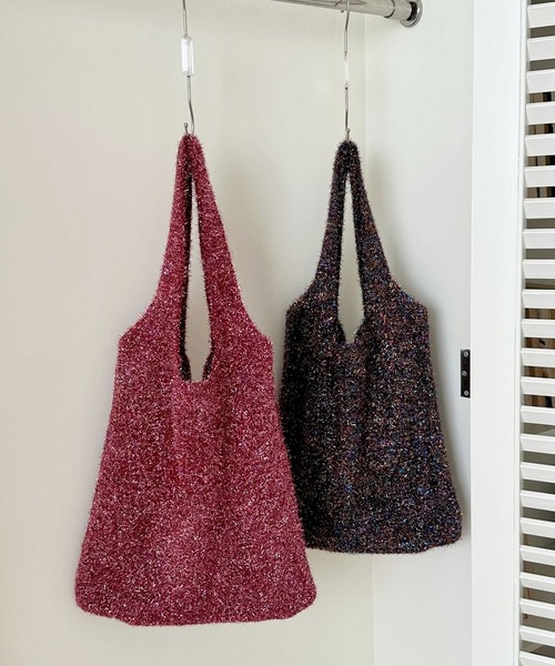 florist（フローリスト）の「ラメシャギーニットトートバッグ / A4収納可（トートバッグ・レディース・ワインレッド/シルバー/カラフル/ゴールド・FREE）」の6枚目の写真