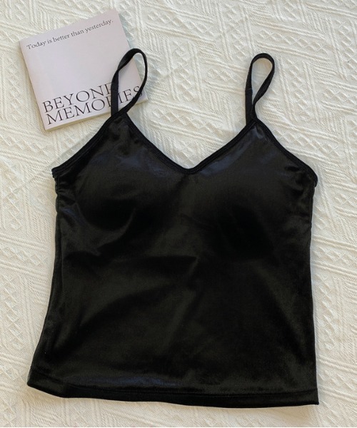SETUP7（セットアップセブン）の「【SETUP7】カップ付きバッククロスサテンライクキャミソール KNF049（キャミソール・レディース・ブラック/グレー/カーキ/アイボリー・FREE）」の8枚目の写真