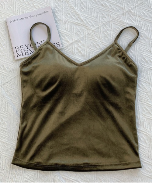 SETUP7（セットアップセブン）の「【SETUP7】カップ付きバッククロスサテンライクキャミソール KNF049（キャミソール・レディース・ブラック/グレー/カーキ/アイボリー・FREE）」の10枚目の写真