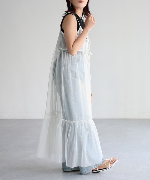 Riberry（リベリー）の「チュールキャミワンピース（ワンピース・レディース・アイボリー/ブラック/グレー・FREE）」の8枚目の写真