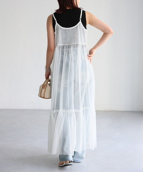 Riberry（リベリー）の「チュールキャミワンピース（ワンピース・レディース・アイボリー/ブラック/グレー・FREE）」の9枚目の写真