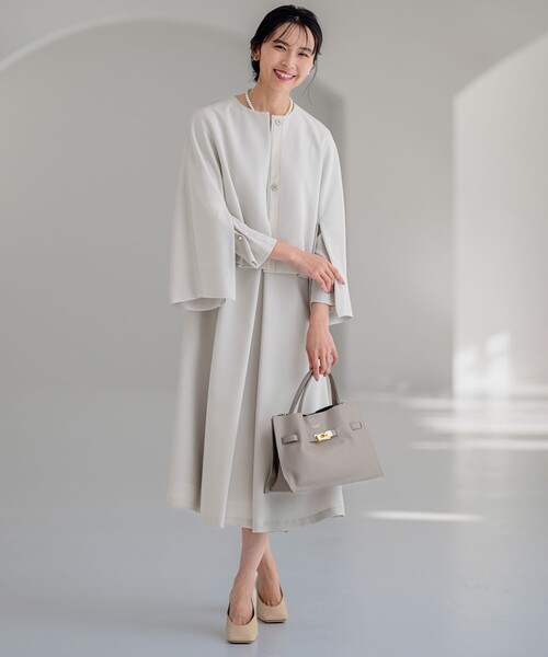 VERYコラボ 】トリアセ ダブルジョーゼット ノーカラージャケット