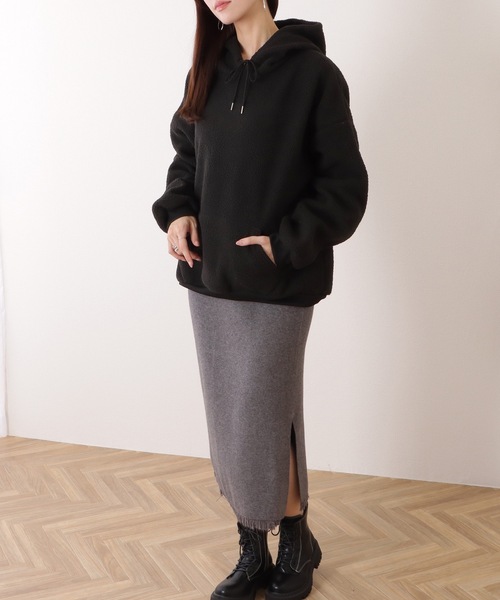 Lace Ladies（レースレディース）の「オーバー サイズ フーデット ボア パーカー（パーカー・レディース・ピンク/ブラック/ベージュ/ブルー/ホワイト・M/XL）」の7枚目の写真