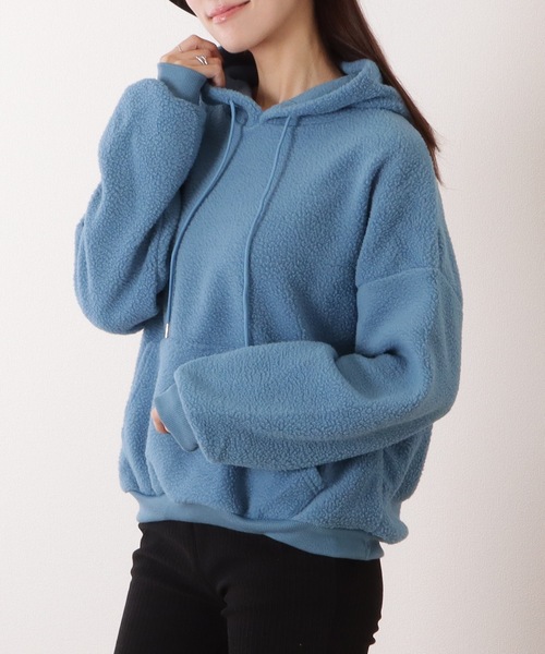Lace Ladies（レースレディース）の「オーバー サイズ フーデット ボア パーカー（パーカー・レディース・ピンク/ブラック/ベージュ/ブルー/ホワイト・M/XL）」の14枚目の写真