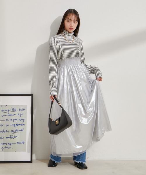 VIS（ビス）の「【2WAY】メタリック重ねチュールワンピース【洗える】（ワンピース・レディース・グレー/その他1・FREE）」の9枚目の写真