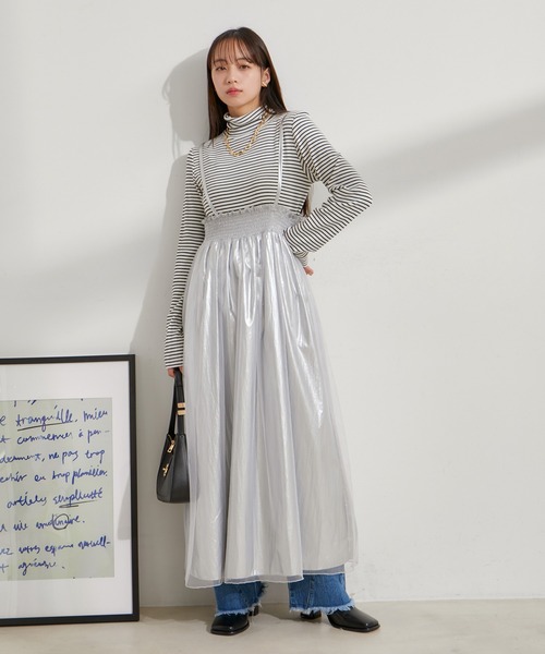 セール】【2WAY】メタリック重ねチュールワンピース【洗える