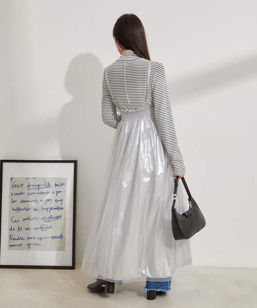 セール】【2WAY】メタリック重ねチュールワンピース【洗える