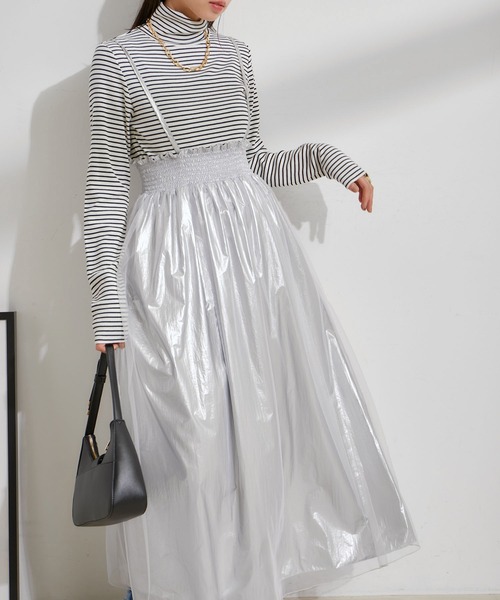 VIS（ビス）の「【2WAY】メタリック重ねチュールワンピース【洗える】（ワンピース・レディース・グレー/その他1・FREE）」の12枚目の写真