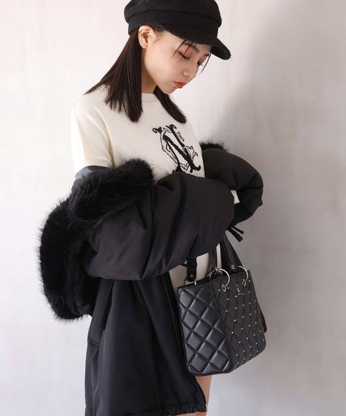 one after another NICE CLAUP(ワンアフターアナザーナイスクラップ)の「フェイクファー女の子コート(ダウンジャケット/コート・レディース・アイボリー/ブラック/ライトベージュ・FREE)」の10枚目の写真