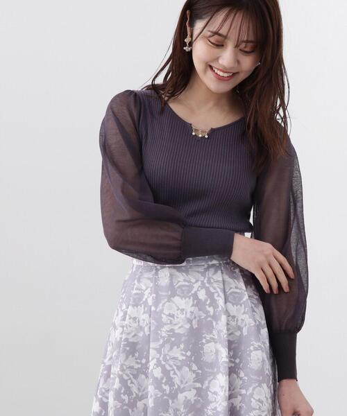 PROPORTION BODY DRESSING（プロポーションボディドレッシング）の「パールモチーフシアースリーブリブニット / 1214170106（ニット/セーター・レディース・ダークグレー/ホワイト系その他/イエロー・MEDIUM/SMALL）」の9枚目の写真