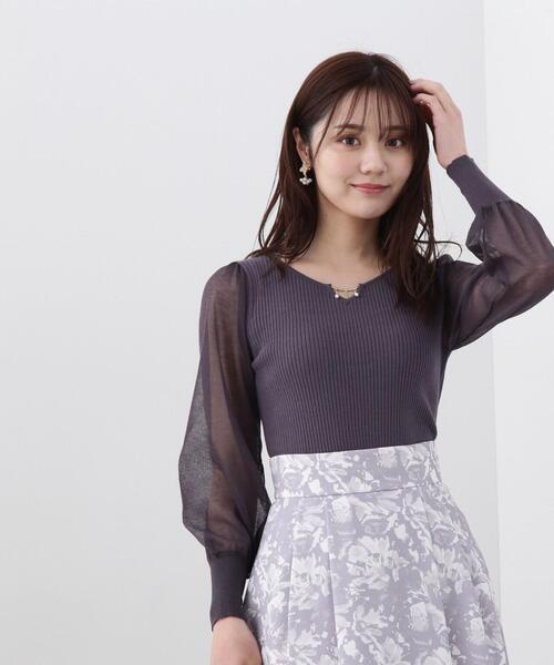 PROPORTION BODY DRESSING（プロポーションボディドレッシング）の「パールモチーフシアースリーブリブニット / 1214170106（ニット/セーター・レディース・ダークグレー/ホワイト系その他/イエロー・MEDIUM/SMALL）」の10枚目の写真