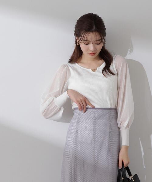 PROPORTION BODY DRESSING（プロポーションボディドレッシング）の「パールモチーフシアースリーブリブニット / 1214170106（ニット/セーター・レディース・ダークグレー/ホワイト系その他/イエロー・MEDIUM/SMALL）」の16枚目の写真