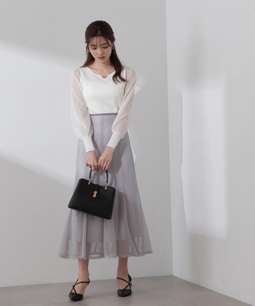 PROPORTION BODY DRESSING（プロポーションボディドレッシング）の「パールモチーフシアースリーブリブニット / 1214170106（ニット/セーター・レディース・ダークグレー/ホワイト系その他/イエロー・MEDIUM/SMALL）」の18枚目の写真