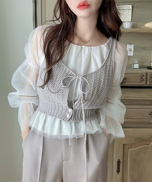 セール】2wayリボンニットビスチェ（ベスト）｜Meiru（メイル