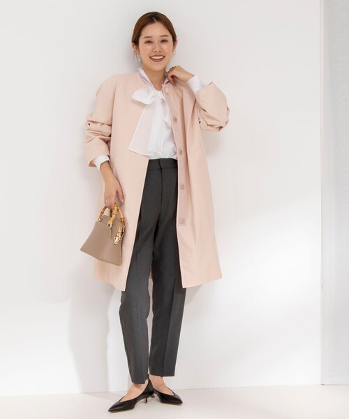 NOLLEY’S(ノーリーズ)の「ノーカラーコート(ノーカラーコート・レディース・ネイビー/ベージュ/サーモンピンク・38/36)」の7枚目の写真