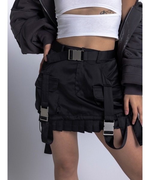 DURAS（デュラス）の「Satin mini skirt（スカート・レディース・ブラック/カーキ・FREE）」の5枚目の写真