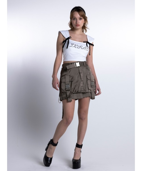 DURAS（デュラス）の「Satin mini skirt（スカート・レディース・ブラック/カーキ・FREE）」の6枚目の写真