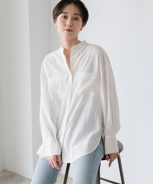 LOWRYS FARM（ローリーズファーム）の「マシンウォッシャブルシャツ　991733（シャツ/ブラウス・レディース・ブラック/カーキ/ブルー/アイボリー・FREE）」の6枚目の写真
