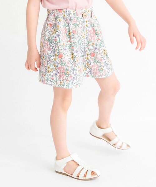 BRANSHES（ブランシェス）の「【爽パン / 綿100％】無地/NEW花柄/ひまわり柄/レモン柄パナマ織りショートパンツ（その他パンツ・キッズ・アイボリー/ピンク/サックスブルー/オフホワイト/イエロー/ブラック・130/140/150/160/90/100/110/120）」の2枚目の写真