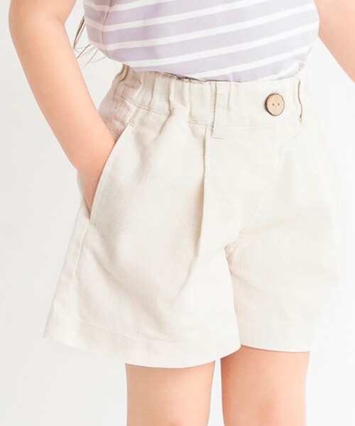 BRANSHES（ブランシェス）の「【爽パン / 綿100％】無地/NEW花柄/ひまわり柄/レモン柄パナマ織りショートパンツ（その他パンツ・キッズ・アイボリー/ピンク/サックスブルー/オフホワイト/イエロー/ブラック・130/140/150/160/90/100/110/120）」の19枚目の写真