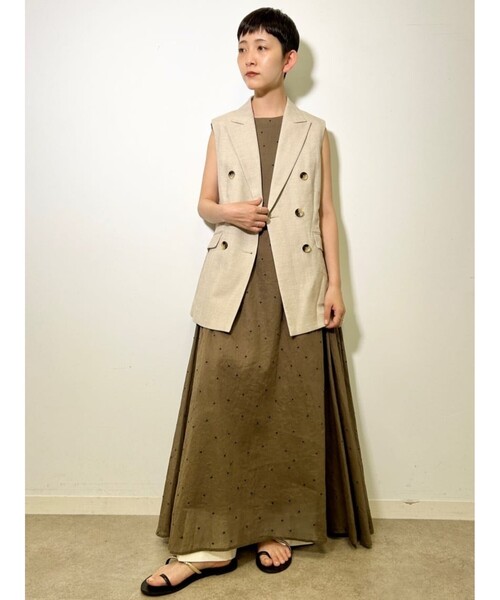 DRESSTERIOR ドレステリア　ドット刺繍ボリュームワンピース　新品 セール】【ポケット付き/ドット柄】ドットハーフスリーブ