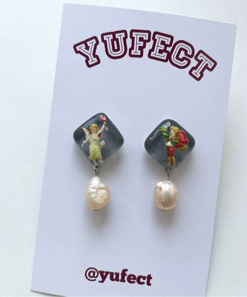 yufect（ユフェクト）の「【Yu】【it】【yufect】 レトロパールピアス（ピアス（両耳用）・レディース・ブルー/ピンク/ベージュ/ライトブルー/ホワイト系その他/ピンクベージュ/ブラック/グレー/スカイブルー系1/スカイブルー系/ブルー系その他/パープル・FREE）」の4枚目の写真