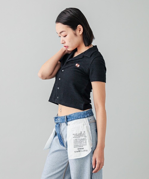 X-girl(エックスガール)の「OPEN COLLAR COMPACT SHIRT(シャツ/ブラウス・レディース・ブラック/ライトブルー/ホワイト・S/M)」の6枚目の写真