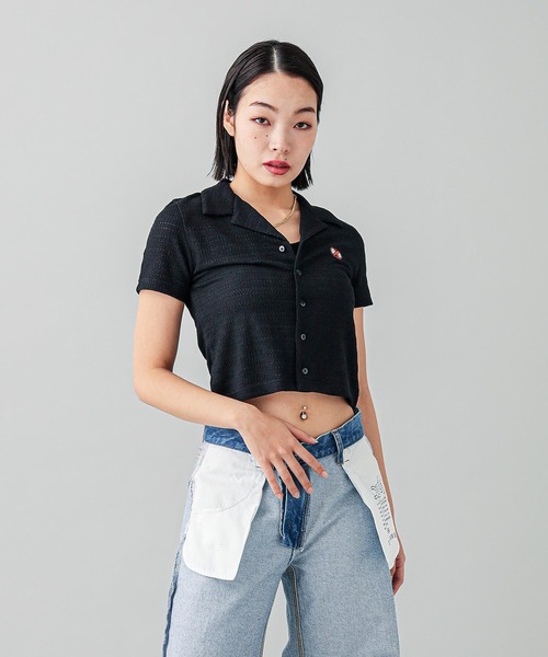 X-girl(エックスガール)の「OPEN COLLAR COMPACT SHIRT(シャツ/ブラウス・レディース・ブラック/ライトブルー/ホワイト・S/M)」の4枚目の写真