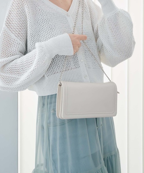 archives(アルシーヴ)の「合皮ミニチェーンバッグ(ショルダーバッグ・レディース・シルバーグレー/アイボリー/ブラック・FREE)」の11枚目の写真