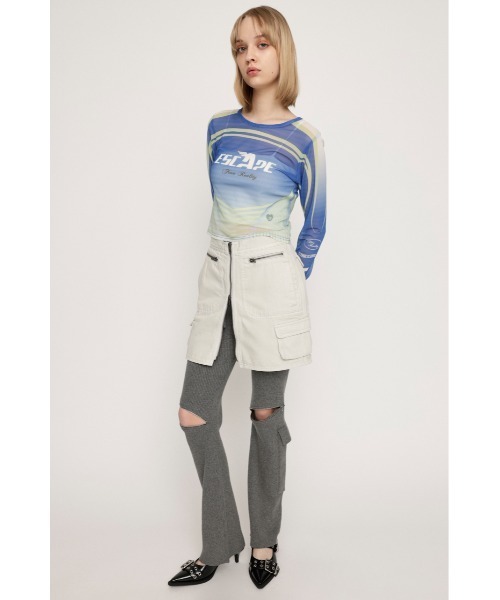SLY(スライ)の「GRAPHICAL SHEER TOPS グラフィカル シアー トップス(Tシャツ/カットソー・レディース・ブルー系その他/ホワイト系その他2/ブラウン系その他2・FREE)」の7枚目の写真