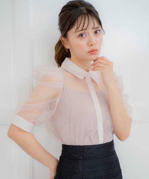 NOELA(ノエラ)の「シアーパワショルシャツ(シャツ/ブラウス・レディース・ピンク/ブラック/オフホワイト・フリー)」の12枚目の写真