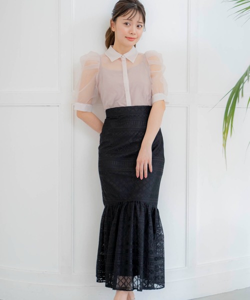 NOELA(ノエラ)の「シアーパワショルシャツ(シャツ/ブラウス・レディース・ピンク/ブラック/オフホワイト・フリー)」の14枚目の写真