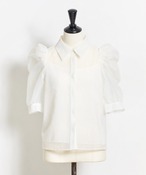 NOELA(ノエラ)の「シアーパワショルシャツ(シャツ/ブラウス・レディース・ピンク/ブラック/オフホワイト・フリー)」の16枚目の写真