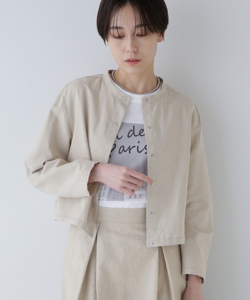 OHGA BOUQUET 花柄刺繍ペプラムノースリーブブラウス