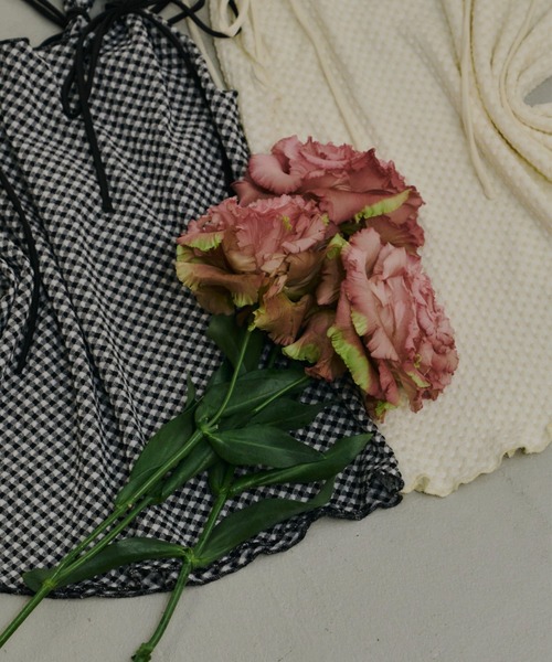 idem（イデム）の「gingham check ribbon tank top/ギンガムチェックタンクトップ（タンクトップ・レディース・ブラック/アイボリー・FREE）」の16枚目の写真