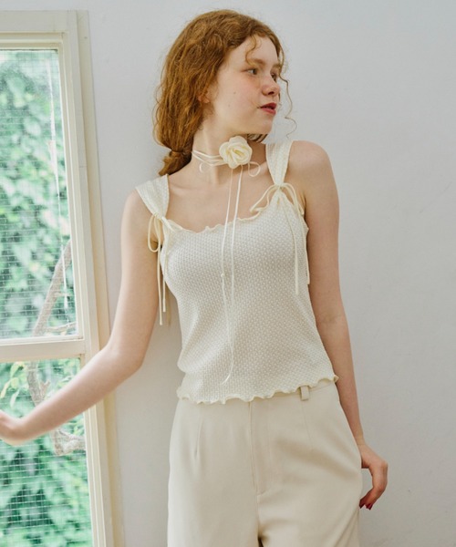 idem（イデム）の「gingham check ribbon tank top/ギンガムチェックタンクトップ（タンクトップ・レディース・ブラック/アイボリー・FREE）」の21枚目の写真