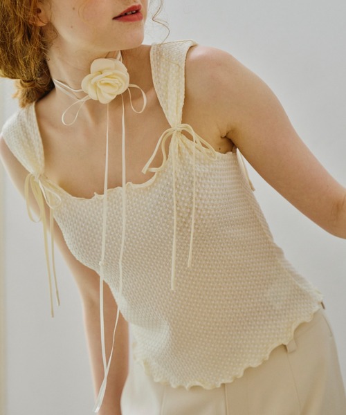 idem（イデム）の「gingham check ribbon tank top/ギンガムチェックタンクトップ（タンクトップ・レディース・ブラック/アイボリー・FREE）」の19枚目の写真