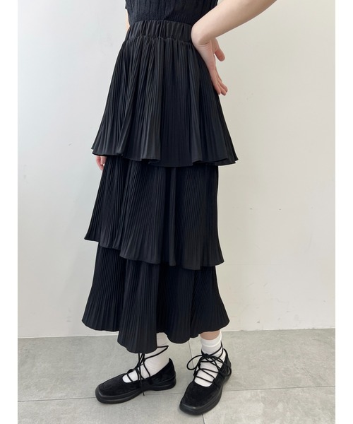 PHILLY（フィリー）の「【PHILLY】プリーツティアードロングスカート（スカート・レディース・ホワイト/ブラック・FREE）」の2枚目の写真