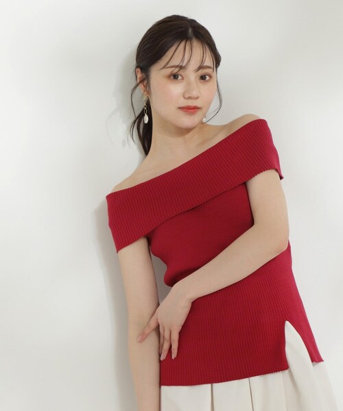 PROPORTION BODY DRESSING(プロポーションボディドレッシング)の「オフショルニット / 1214170508(ニット/セーター・レディース・レッド/グレー/ブラック・FREE)」の3枚目の写真