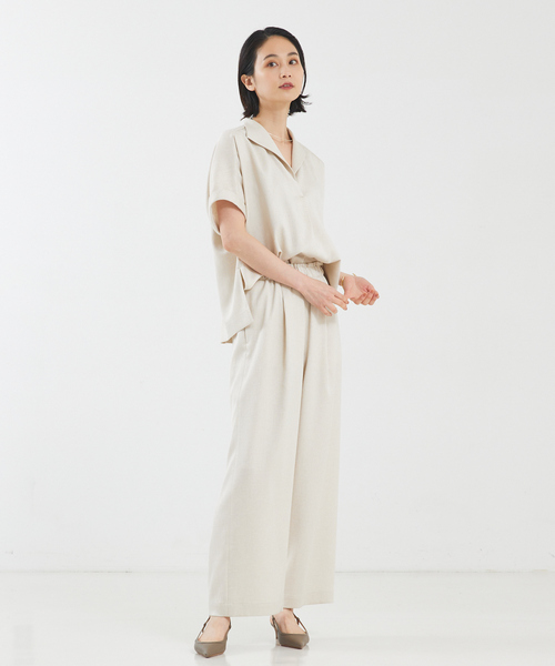 qualite(カリテ)の「【セットアップ対応】リネンライクオープンカラーシャツ(シャツ/ブラウス・レディース・ブラック/ライトブルー/ライトベージュ・38/36)」の7枚目の写真