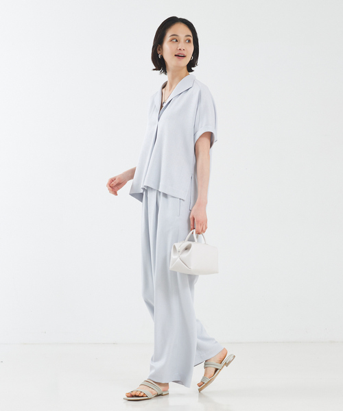 qualite(カリテ)の「【セットアップ対応】リネンライクオープンカラーシャツ(シャツ/ブラウス・レディース・ブラック/ライトブルー/ライトベージュ・38/36)」の11枚目の写真