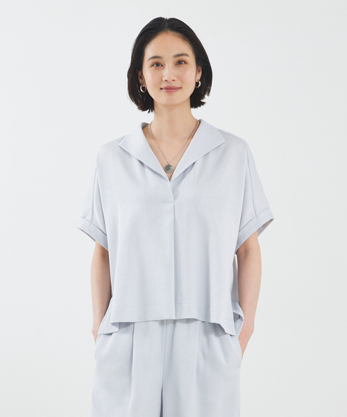 qualite(カリテ)の「【セットアップ対応】リネンライクオープンカラーシャツ(シャツ/ブラウス・レディース・ブラック/ライトブルー/ライトベージュ・38/36)」の12枚目の写真