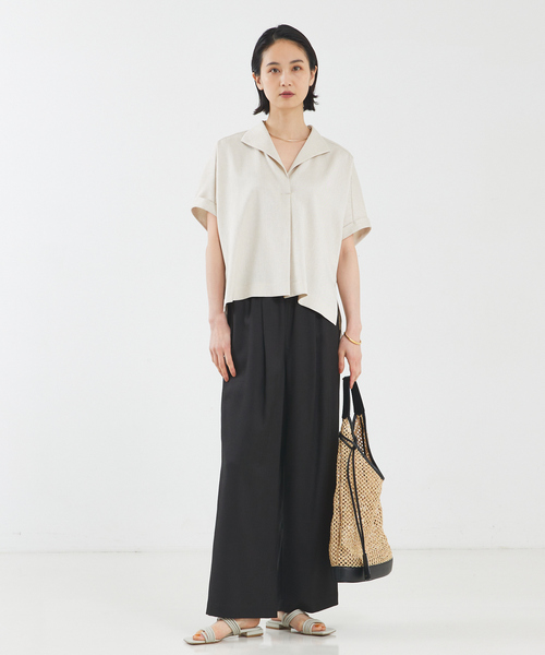 qualite(カリテ)の「【セットアップ対応】リネンライクオープンカラーシャツ(シャツ/ブラウス・レディース・ブラック/ライトブルー/ライトベージュ・38/36)」の22枚目の写真