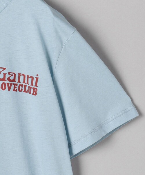 GANNI（ガニー）の「GANNI/ガニー LOVECLUB JERSEY TEE / T3894 / オーガニックコットン フロントプリントTシャツ（Tシャツ/カットソー・レディース・サックスブルー/オフホワイト・SMALL）」の5枚目の写真