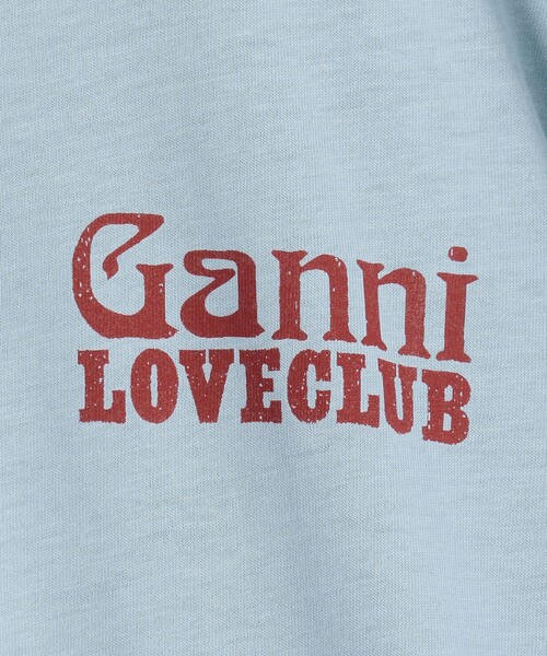 GANNI（ガニー）の「GANNI/ガニー LOVECLUB JERSEY TEE / T3894 / オーガニックコットン フロントプリントTシャツ（Tシャツ/カットソー・レディース・サックスブルー/オフホワイト・SMALL）」の7枚目の写真