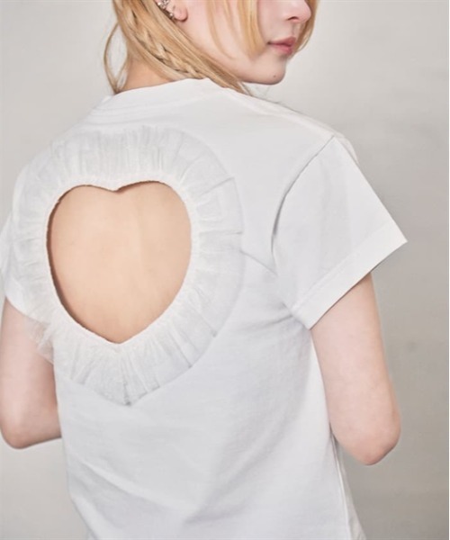 FickleBebe(フィクルベベ)の「ハートカットフリルトップス(Tシャツ/カットソー・レディース・ホワイト/ブラック・FREE)」の19枚目の写真