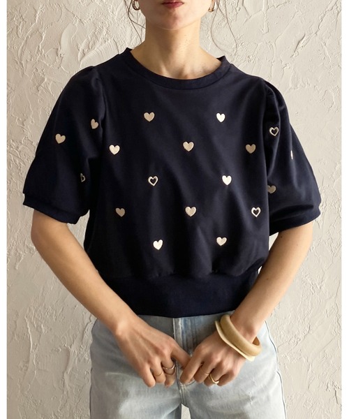 即購入可能です☆ツイードトップス　パフスリーブ☆ボリュームスリーブ　プルオーバー ボリュームスリーブ布帛切替プルオーバー M 【メール便対応可