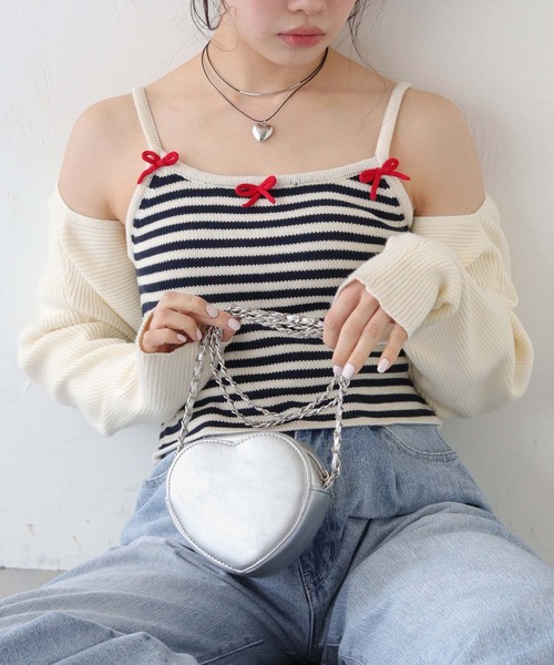 nomnom（ノムノム）の「【nomnom】ハートショルダーバッグ（ショルダーバッグ・レディース・アイボリー/ピンク/シルバー/ブラック・FREE）」の4枚目の写真